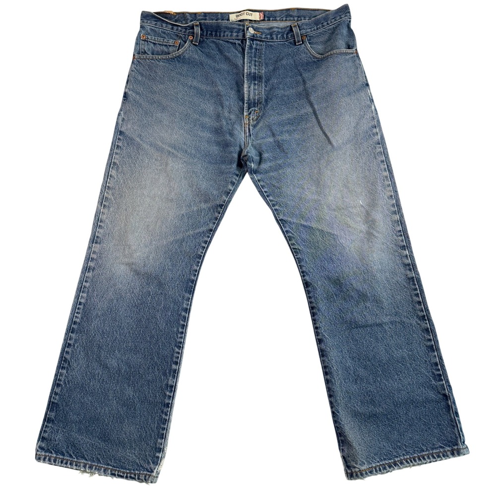 Vintage Levis 517 Boot Cut Jeans Mens 42x30 Blue Denim Workwear Distressed Baggy